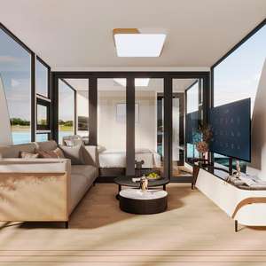 Spazi abitativi panoramici galleggianti ritiri modulari di lusso abitazioni acquatiche lungomare case galleggianti <span class=keywords><strong>Resort</strong></span> bagni cucina parco bagno - Product Image 6