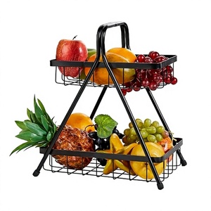 Cesta de Frutas Metálica de Dos Niveles, Estante de Almacenamiento Vertical para Cocina, Diseño Moderno, Apilable, Soporte de Alambre para Alimentos - Product Image 6