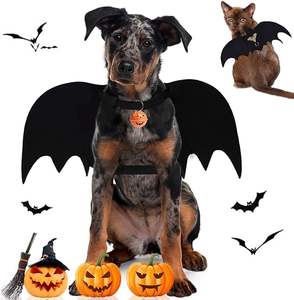Precio de fábrica promocional 2 uds alas de murciélago para mascotas para cachorros, perros y gatos, accesorio de Halloween, disfraz de vampiro de murciélago de fieltro negro personalizado - Product Image 1
