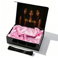 Boîte cadeau magnétique pliable de luxe avec logo personnalisé pour perruques, vêtements, cosmétiques, extensions de cheveux, maquillage, ensemble de maquillage, boîte d'emballage rose
