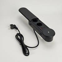 Unité de distribution d'alimentation avec couvercle coulissant, prise de bureau et chargeur sans fil 15W pour table de conférence et armoire serveur