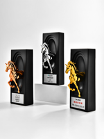 Nouveau Trophée Créatif en Résine Cheval 2026 – Trophée en Résine Or, Argent, Cuivre pour Employé Exceptionnel Réunion Annuelle