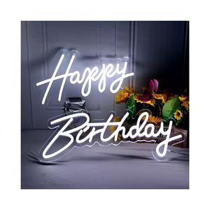 Personnalisé 16 Styles Led Néons Joyeux Anniversaire Enseigne <span class=keywords><strong>Au</strong></span> Néon En Acrylique Transparent Pour Intérieur Fête D'anniversaire De Mariage - Product Image 1