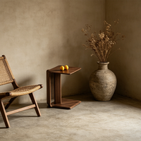 Table basse en bois massif en forme de C, design moderne, table d'appoint portable pour le salon