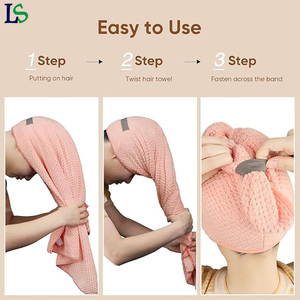 Biểu Tượng Tùy Chỉnh Thiết Kế Salon Dày Siêu Thấm Khô Nhanh Chóng Turban Bọc Tóc Khô Khăn Với Ban Nhạc Đàn Hồi - Product Image 4