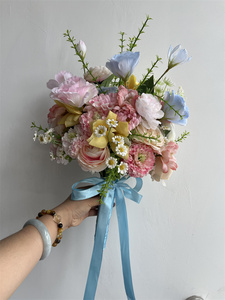 <span class=keywords><strong>Bouquet</strong></span> da Damigella Colorati in Seta Artificiale con <span class=keywords><strong>Tulipani</strong></span>, Rose e Peonie per Matrimoni, Feste e Decorazioni Domestiche - Product Image 3