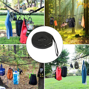 Outdoor Camping Clothesline Rope With 19 <b>Hooks</b> Portable Storage Strap For Tent Gear And Clothing Drying - Product Image 1