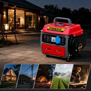 เครื่องกำเนิดไฟฟ้าเบนซินแบบพกพา 800W / 63cc เฟสเดียว / แรงดันไฟฟ้าคู่ 120V/220V / น้ำหนักเบาสำหรับการตั้งแคมป์และใช้ในบ้านกรณีฉุกเฉิน - Product Image 4