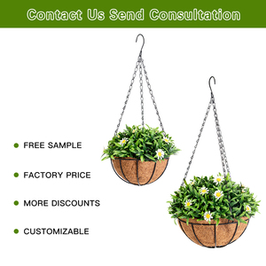 Decoración de boda <span class=keywords><strong>para</strong></span> el hogar, hoja verde artificial con flor de Margarita blanca en cadena con forro de coco, cesta redonda, <span class=keywords><strong>para</strong></span> la boda, en el hogar, en el exterior - Product Image 3