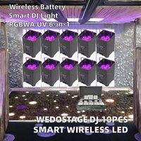WEDOSTAGE 10 focos inteligentes DJ S6 inalámbricos DMX/WIFI IP33 de 6*18W RGBWA+UV 6 en 1 con batería, control por aplicación, 16.7M colores para