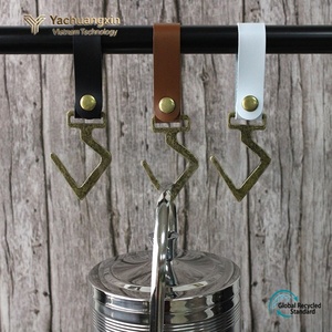 Leather Hook Hangers With Metal Clips Multi Color <b>Camping</b> Outdoor Storage Hooks For Clothes Drying And <b>Kitchen</b> Use - Product Image 4