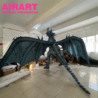 Dragon gonflable vert, dragon gonflable géant avec aile