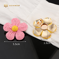 Penutup Kancing Lipat Motif Daisy dari Paduan Seng HONMEO untuk Kemeja, Pakaian, dan Jas