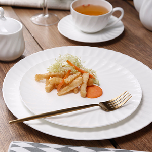 Assiettes à dîner en porcelaine blanche PITO, vaisselle en porcelaine fine, service de vaisselle pour restaurant, assiettes à dîner pour mariages - Product Image 2