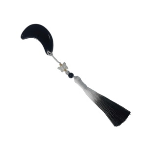 Herramienta Gua Sha Multifuncional de Obsidiana Negra con Borla de Mariposa, Masajeador Facial de Piedra Natural y Colgante Decorativo - Product Image 2