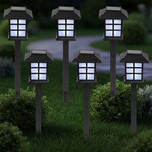 Lampes solaires de jardin YJ, 6 pièces, LED blanches, éclairage paysager extérieur, IP65, étanche, lampe de chemin alimentée par énergie solaire - Product Image 2