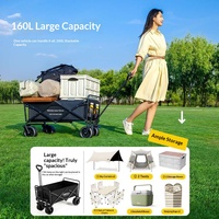 Chariot de camping pliable d'extérieur Wilderness Light-Capturing Camper, petite remorque de pique-nique, grand véhicule de camping, les enfants peuvent s'allonger, noir