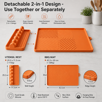 Tapis de repose-ustensiles en silicone pour barbecue, support latéral de cuisine extérieure avec rebord surélevé anti-déversement, support portable pour spatule, compatible lave-vaisselle, FBA