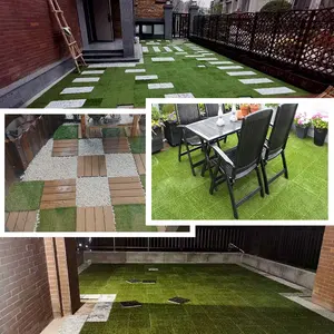 Hot Sales Interlocking Artificial Grass Tile Outdoor Artificial Grass Tile Waterproof DIY Artificial Grass Mats