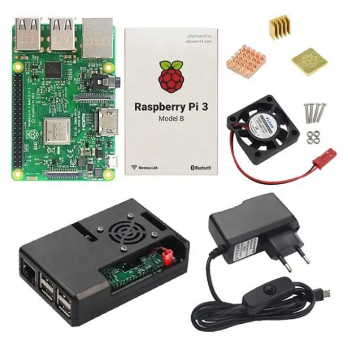 Raspberry Pi 3 Model B or Raspberry Pi 3 Model B Plus Board + ABS Case + Power Supply Mini PC Pi 3B/3B+ with WiFi&Blue tooth