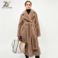 Manteau long en fausse fourrure Zeyu pour femme, collection Hiver 2026, col à revers, épais, chaud et duveteux, style Teddy Fleece, ODM / OEM