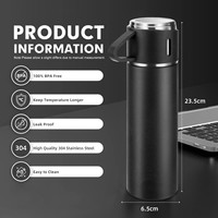 Cadeaux de luxe personnalisés 500ml Bouteille thermos à vide en acier inoxydable à double paroi Ensemble de bouteilles d'eau isolées avec 3 couvercles