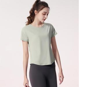 Wholesale Women's Mesh <b>Back</b> Breathable Yoga T-shirt Short Sleeve Quick Dry Workout <b>Top</b> Breathable Loose Fit Gym Pilates Shirt - Product Image 2