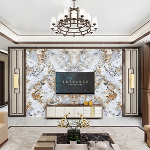 Modello simmetrico di marmo carta da parati di grandi <span class=keywords><strong>dimensioni</strong></span> divano TV decorazione da parete in marmo murale - Product Image 4