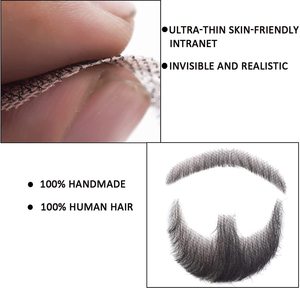 Vente en gros de <span class=keywords><strong>fausse</strong></span> <span class=keywords><strong>barbe</strong></span>, moustache et pattes de biche en cheveux humains européens Remy véritables, doux et invisibles, style exotique, pour accessoires de maquillage et déguisements de film - Product Image 2