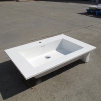 Meuble-lavabo rectangulaire mural moderne en acrylique blanc avec vasque intégrée pour hôtels