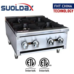 Suoldax FHT-CHINA mutfak ekipmanları sertifikası ticari ocak 4 brülör gaz tezgah aralığı soba/sıcak plaka