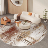 2026 New Arrival Abstract Geometric Round Carpet Polypropylene Easy Clean Durable for Home Decor Living Room Bedroom Circle Rug