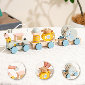 Jouet en bois éducatif pour enfants, chariot à tirer à la main, jouet à tirer, véhicule en bois, adapté aux bébés, reconnaissance des <span class=keywords><strong>lettres</strong></span>, forme - Product Image 2