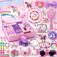 Ensemble de 142 pièces de boîtes mystères Licorne Sirène, accessoires pour cheveux, bijoux et jouets pour filles, cadeau de Noël, cadeau d'anniversaire, cadeaux de fête
