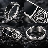 Bague ouverte JLM Wholesale Premium en émail noir antique avec dragon, pour homme, style rétro gothique, bijoux