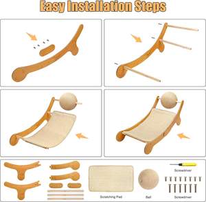 Legend Private Label <span class=keywords><strong>Cat</strong></span> <span class=keywords><strong>Mini</strong></span> Hamaca Silla de playa 3 en 1 <span class=keywords><strong>Cat</strong></span> Scratcher Lounge Cama de madera para mascotas con almohadilla de sisal extraíble y juguete - Product Image 6