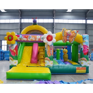 Maison de rebond commerciale animaux bannière thème videur gonflable avec toboggan papillon château plein d'entrain <span class=keywords><strong>abeille</strong></span> château sautant à vendre - Product Image 1