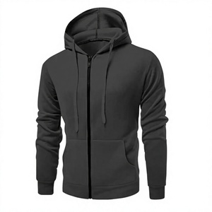 Men's Winter Green <b>Zip</b>-Up Fleece <b>Hoodie</b> Regular Fit Solid Color Casual Knitted Sweatshirt with Front <b>Pocket</b> Long Sleeve - Product Image 4