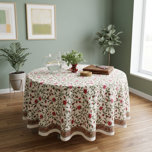 Nappe florale ronde pour table à manger, housse de table imprimée à motifs floraux, style linge de table, décoration pour la maison et les fêtes - Product Image 3