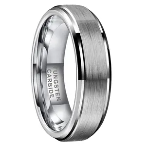 Coolstyle-Anillo de tungsteno con bordes biselados para hombre y mujer, sortija de compromiso, 6mm, venta al por mayor