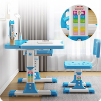 Ensemble de table d'étude moderne en plastique réglable en hauteur pour les enfants d'âge scolaire, avec des dispositifs de sécurité, design multifonctionnel pour une utilisation dans le salon