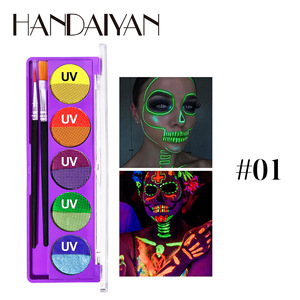 ผงเพ้นท์ร่างกายประกายแสง UV แบบกำหนดเองแวววาว10สีเครื่องสำอางที่ละลายน้ำได้สำหรับการเพ้นท์หน้า - Product Image 5