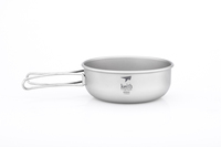 Bol à poignée pliable en titane pur à paroi simple 400 ml, gris argent sablé, design minimaliste, ultraléger, portable, durable