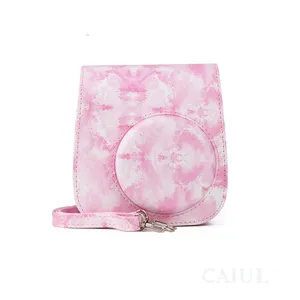 Caiul Pink Texture Instant Camera Protective Shoulder Bag for Fujfi Instax Mini 11/12/9/7 Camera Case