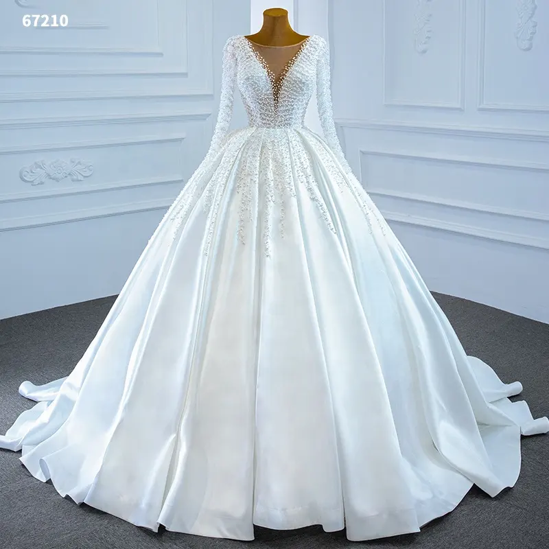 Jancember 6767210 오프 숄더 럭셔리 신부 가운 구슬 장식 조각 웨딩 드레스
