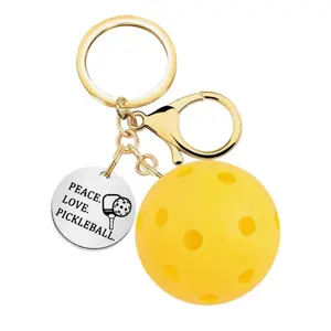 Pickleball-Paddel-Schlüsselanhänger Gepäck-Tags Sporttasche Anhänger Geschenk Schlüsselanhänger Großhandel Fitness Schlüsselanhänger 3D-PVC Pickleball-Bälle Schlüsselanhänger