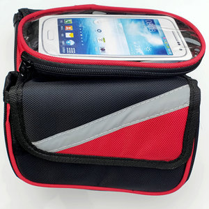 Touchscreen Saddle Bag For <b>Bicycle</b> Front <b>Frame</b> With Phone Pocket Red Blue Black Polyester Material - Product Image 2