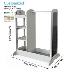 เฟอร์นิเจอร์ศูนย์รวมการแต่งตัวเด็ก EDULAND OEM ODM พร้อมกระจก ตู้เสื้อผ้าเด็กแบบมอนเตสซอรี่ สำหรับจัดเก็บเสื้อผ้าและชุดแต่งกาย - Product Image 4