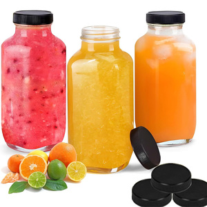 Miễn phí Mẫu 16oz 480ml thủy tinh vuông chai nước giải khát rỗng Smoothie/sữa/nước trái cây container với vít <span class=keywords><strong>cap</strong></span> biểu tượng tùy chỉnh tùy chọn - Product Image 1