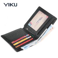 Dompet Pria Kulit Asli Berkualitas Tinggi Anti RFID Model Terbuka Pendek Tahan Air, Tempat Kartu Identitas & Koin, Harga Pabrik